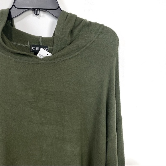 NEW CENY Cozy Fleece Relaxed Fit Hoodie Sweatshirt Long Sleeve In Olive Size L - Picture 3 of 7